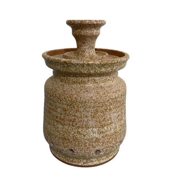 Foxlo California Studio Art Pottery Signed Garlic Jar Pot With Lid - Picture 4 of 9